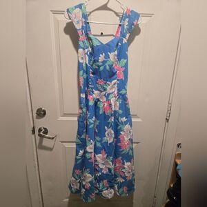 Vibrant Floral Maxi Dress in Blue